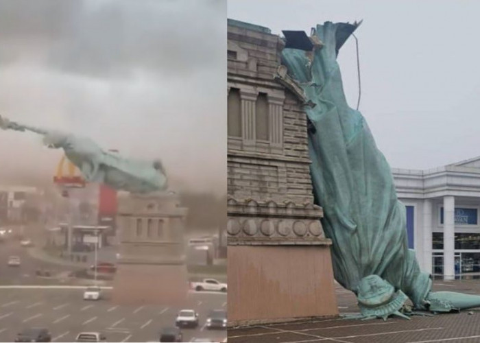 Viral Video Patung Liberty Roboh, Ternyata Begini Faktanya!