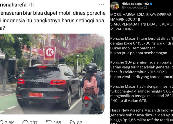 Viral SUV Jerman Porsche Macan Pakai Plat Merah TNI, Segini Taksiran Harga dan Pajaknya