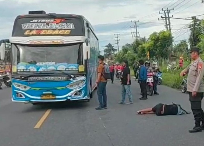 Diduga Hendak Pindah Jalur Kanan, Sepeda Motor Terserempet Lalu Dilindas BUS AKAP, Pengemudinya Tewas Seketika