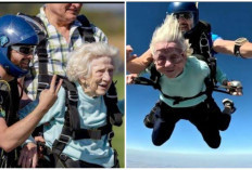 Menantang Maut! Nenek Berusia 104 Tahun, Terjun Payung Ketinggian 13.500 Kaki