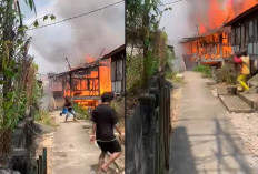 Api Mengamuk di Belakang PTM Prabumulih, Dua Rumah Panggung Hangus, Satu Warga Luka Bakar