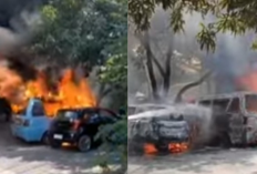 Heboh! Tiga Mobil Terbakar di Parkiran Masjid Cirebon, Warga Panik