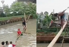 Meriah dan Menantang! Panjat Pinang di Atas Air oleh Warga Cipinang Melayu Jakarta Timur