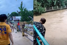 Hujan Deras, Sampah Menumpuk di Bawah Jembatan, Sungai di Kelurahan Muara Enim Meluap