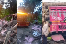 Tragis! Avanza Hantam Dua Truk dan Terbakar di Ponorogo, 2 Pemuda Tewas Mengenaskan