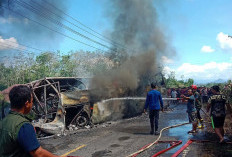 Bus ALS Terbakar di Muratara, Diduga Tabrakan dengan Truk Tangki BBM, Netizen Khawatirkan Penumpang 