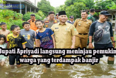 Usai Ngantor, Apriyadi Keliling Sekayu Sambangi Warga Terkena Banjir Hingga Selutut