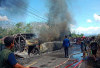 Bus ALS Terbakar di Muratara, Diduga Tabrakan dengan Truk Tangki BBM, Netizen Khawatirkan Penumpang 