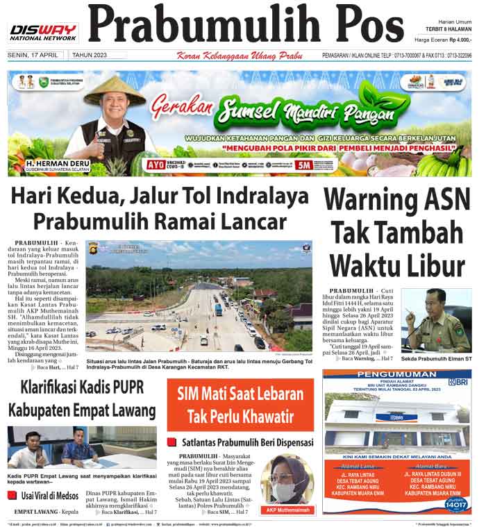 Baca Prabumulih Pos Edisi 17 April 2023