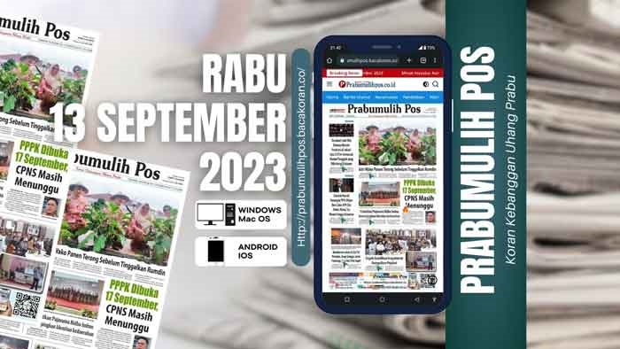 Koran Prabumulih Pos Edisi, Rabu 13 September 2023