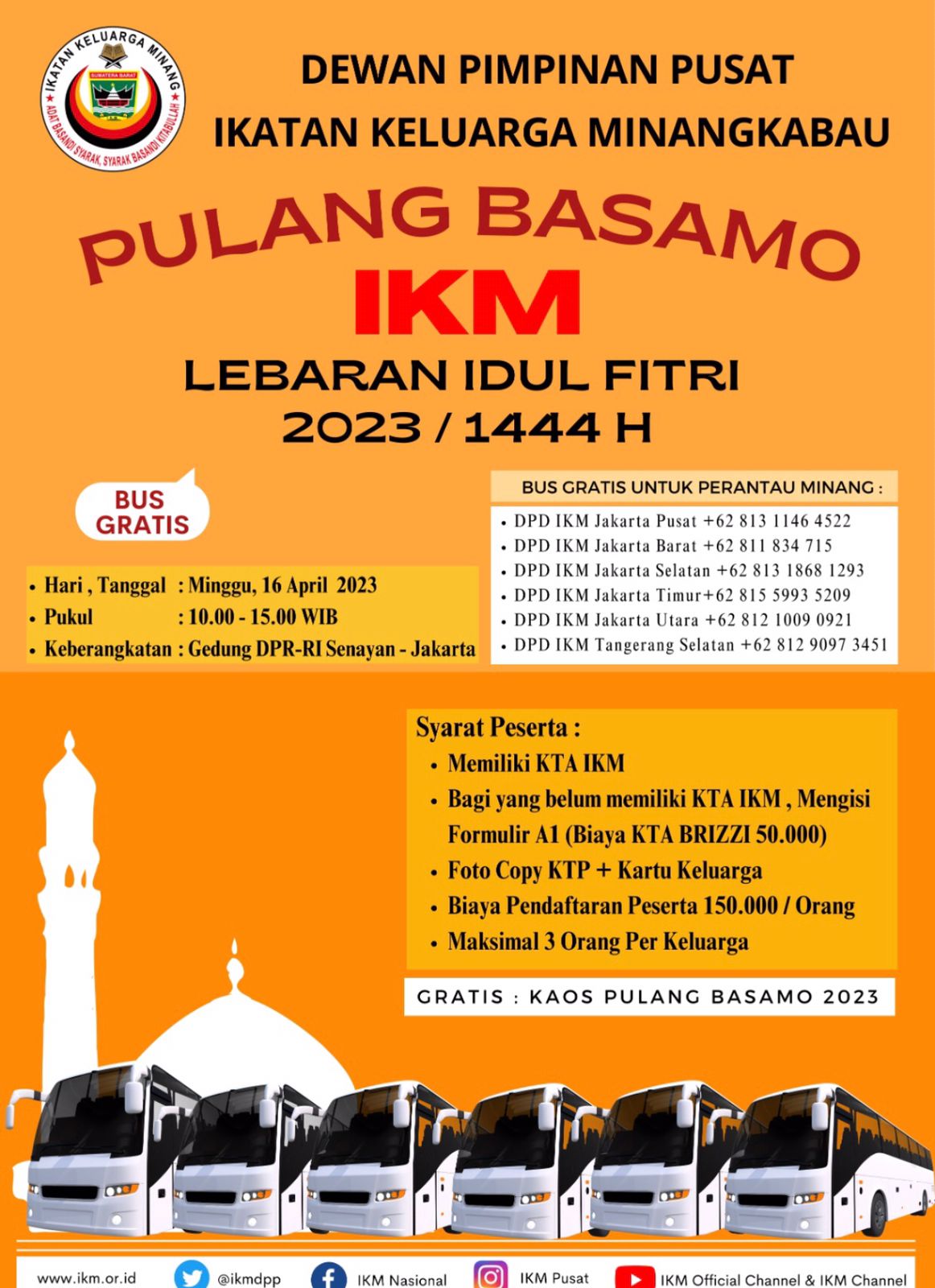 Pulang Basamo Perantau Minang , Naik Bus Gratis Oleh DPP IKM