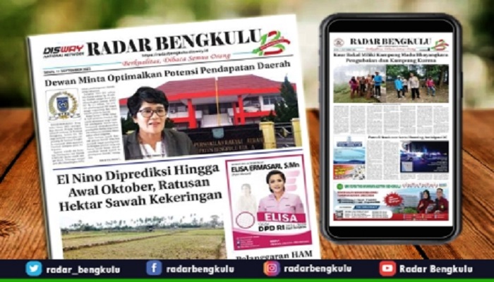 Koran Radar Bengkulu Edisi, Senin 11  September 2023
