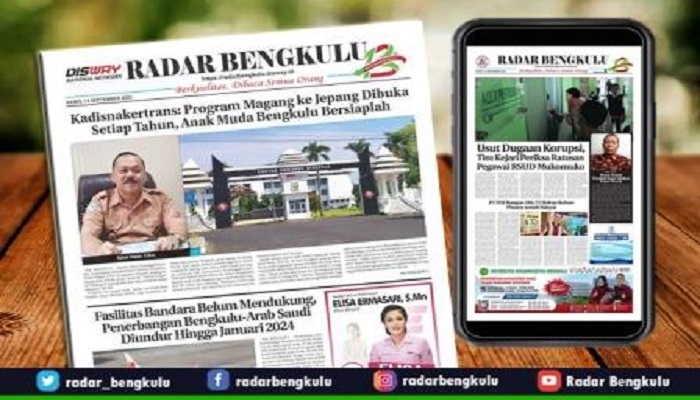Koran Radar Bengkulu Edisi Kamis, 14 September 2023