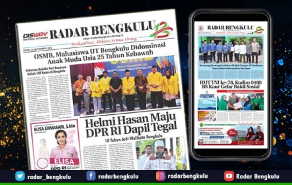 Koran Radar Bengkulu Edisi Senin 25 September 2023