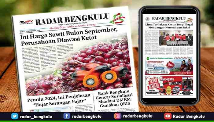 Koran Radar Bengkulu Edisi, Sabtu 02 September 2023