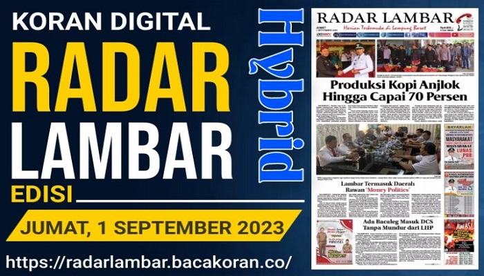 Koran Radar Lambar Edisi, Jum’at 01 September 2023