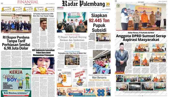 Koran Radar Palembang  Edisi, Senin 11  September 2023