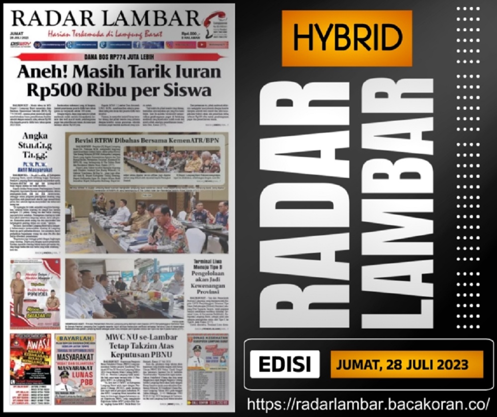 Koran Radar Lambar Edisi, Jum’at 28 Juli 2023