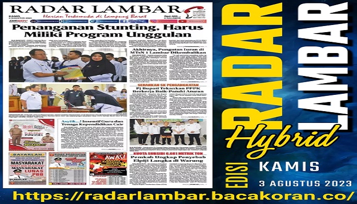 Koran Radar Lambar Edisi, Kamis 03 Agustus  2023