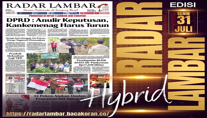 Koran Radar Lambar Edisi, Senin 31 Juli 2023