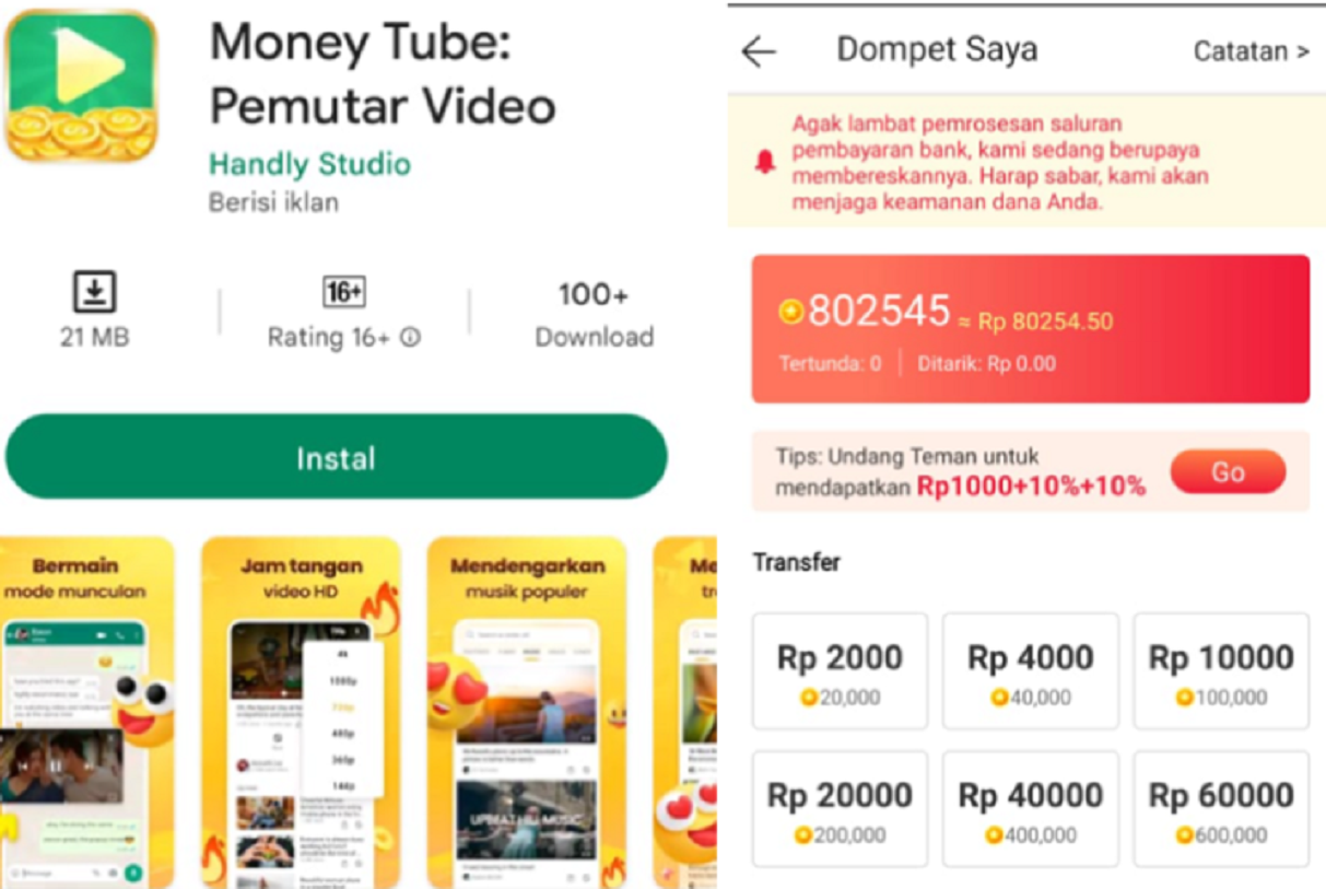Cuma Nonton Video di Aplikasi MoneyTube Bisa Dapat Saldo Gratis Sampai Rp782 Ribu Bururan Download